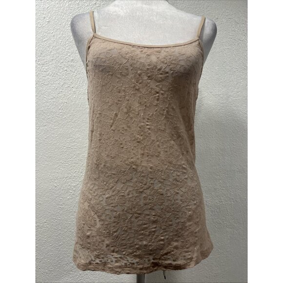 Women's Tank Top Floral Size L Natural Color Adjustable Spaghetti Straps Stretch - Picture 1 of 8